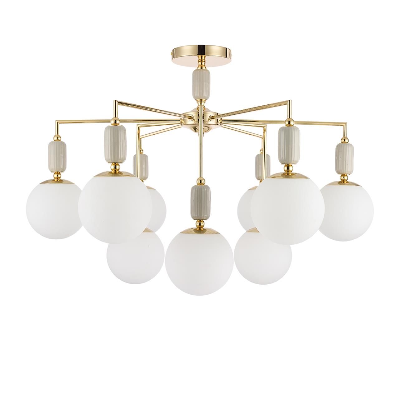 Lumion 6580/9C CLASSI LN24 французское золото, серый/белый металл, керамика/стекло Люстра потолочная E14 9*40W 220V VIVIEN фото