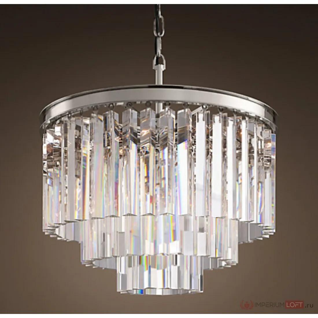 ImperiumLoft Люстра RH 1920S ODEON CLEAR GLASS FRINGE 3-TIER CHANDELIER nickel 36 см фото