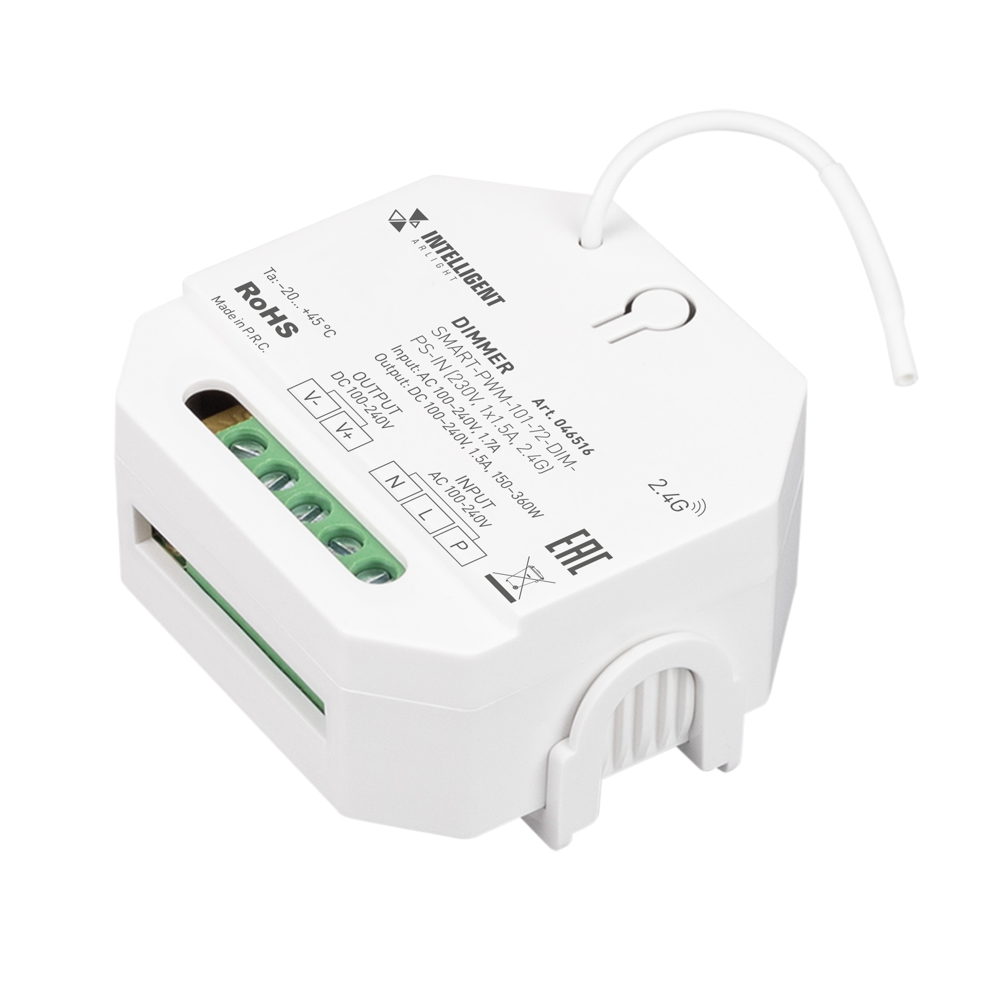 Arlight INTELLIGENT Диммер SMART-PWM-101-72-DIM-PS-IN (230V, 1x1.5A, 2.4G) (IARL, IP20 Пластик, 5 лет) фото