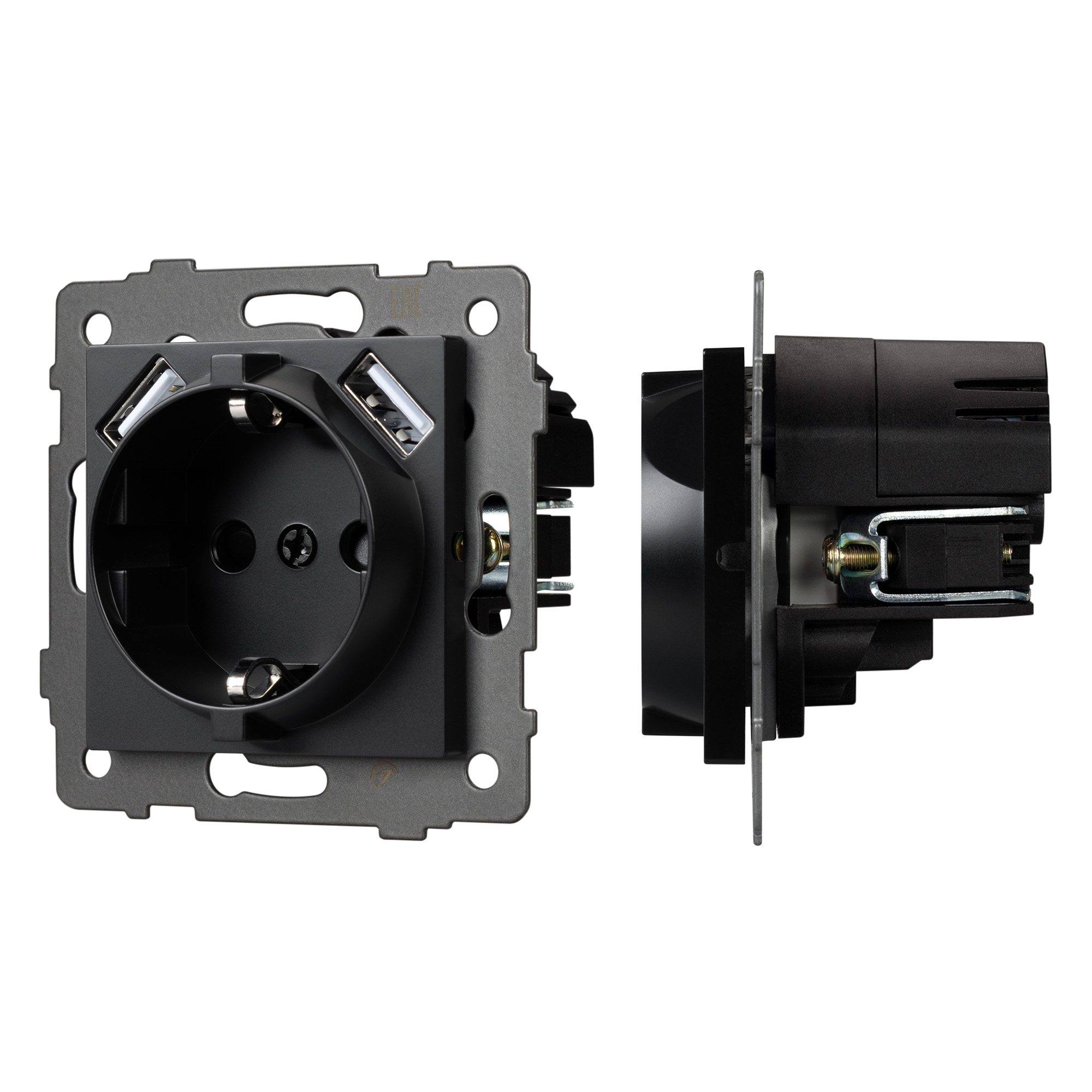Arlight Механизм розетки с USB зарядкой SCT-MUAA-PL-BK-V (250V, 16A) (-) фото
