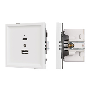 Arlight Механизм USB розетки SCT-TENDO-MUAC-PL-WH (5V, 3A, QC3) (-) фото