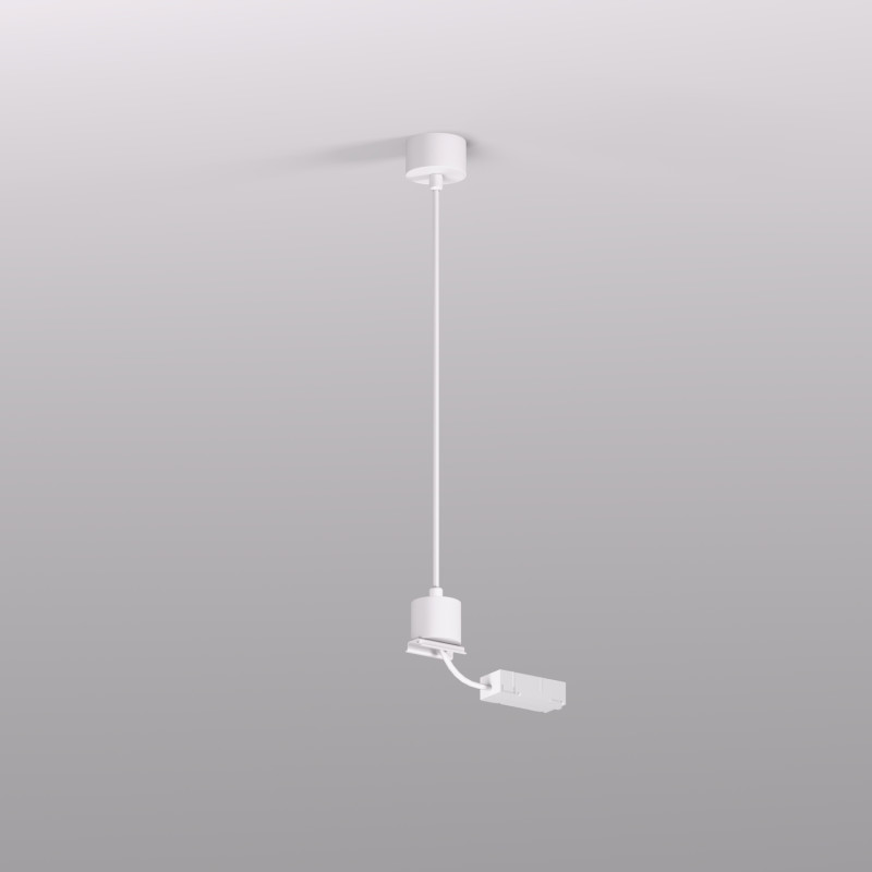 Denkirs TR2124-WH Подвод питания для подвесного монтажа, для трека SMART, серия Base, АС 220-240V, IP20, 5м, белый, алюминий фото