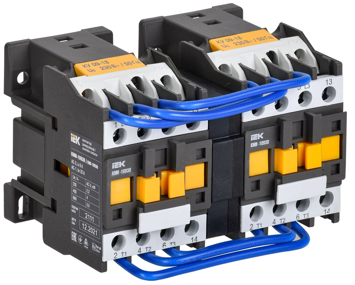IEK Контактор КМИ-10930 реверс 9А 230В/АС3 2НО фото