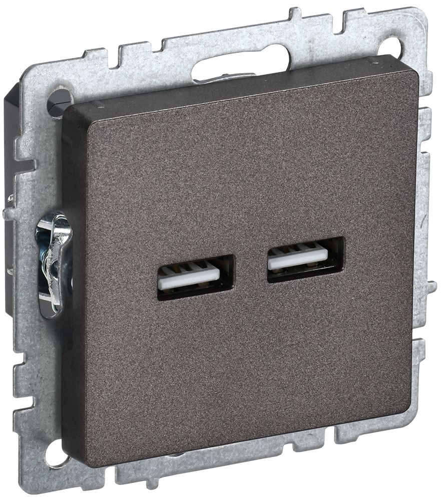 IEK BRITE BASE Темн.бронза Розетка USB A+A 3,1А РЮ10-1-БрТБ фото