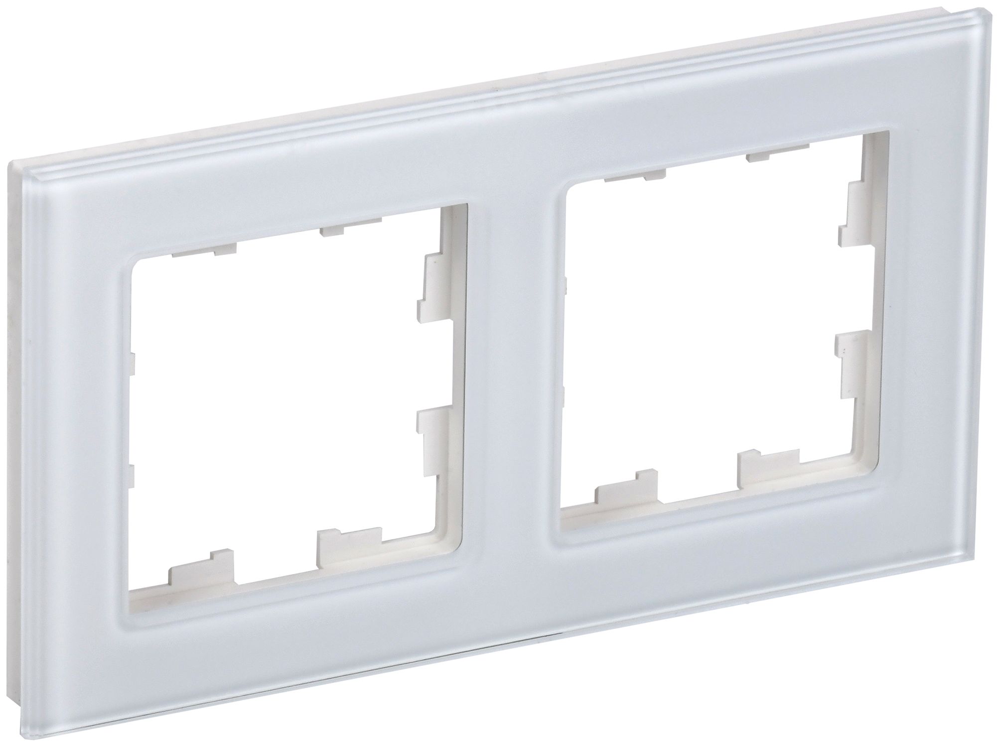 IEK BRITE DECOR Белый глянец стекло Рамка 2-м РУ-2-2-БрБ фото