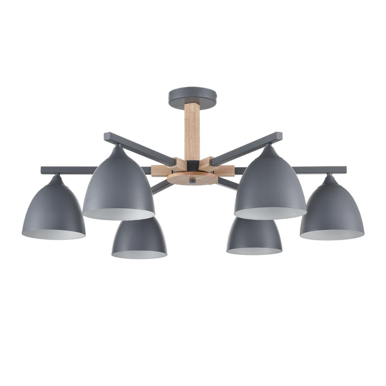 Lumion 8096/6C MODERNI LN25 серый/серый металл, дерево/металл Люстра потолочная Е27 6*60W 220V COLANGE фото