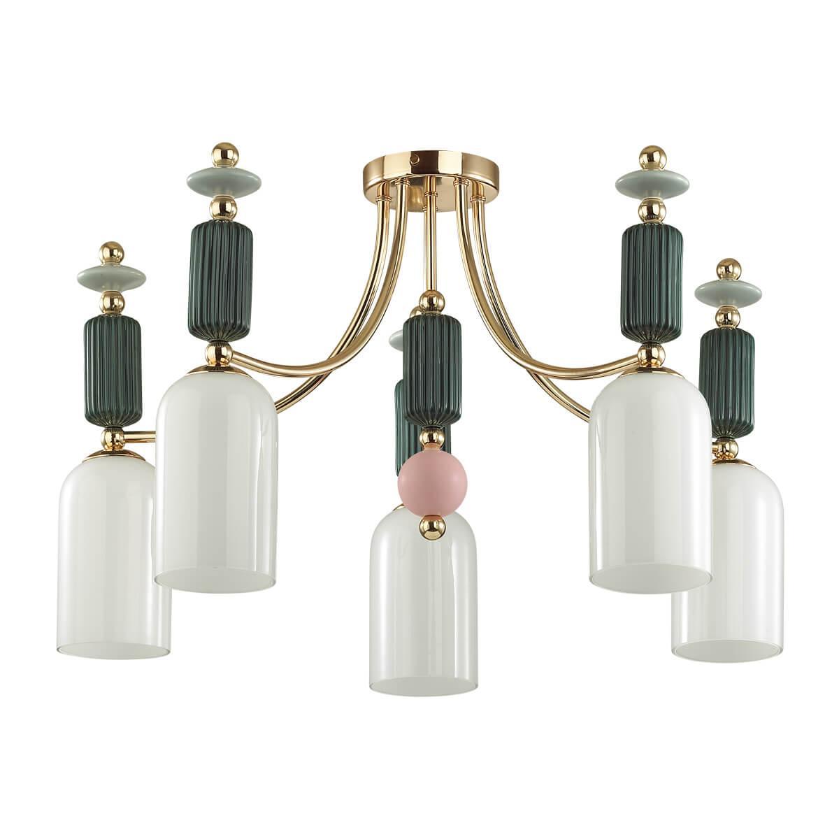 Odeon Light 4861/5C CLASSIC ODL_EX21 золото/раноцветный/керамика/стекло Люстра потолочная E14 5*40W CANDY фото