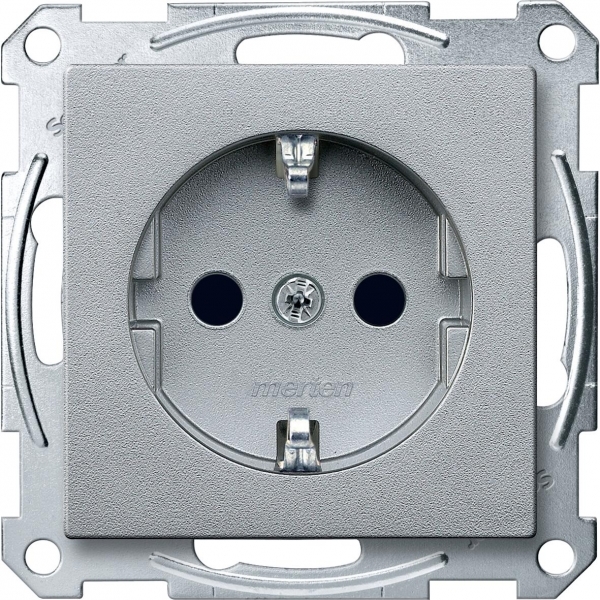 Schneider Electric Merten SM Алюминий Розетка с/з с защитными шторками безвинт. зажим фото
