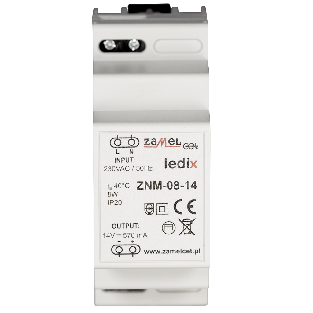 Zamel Блок питания LED 14V DC 8W на DIN-рейку фото