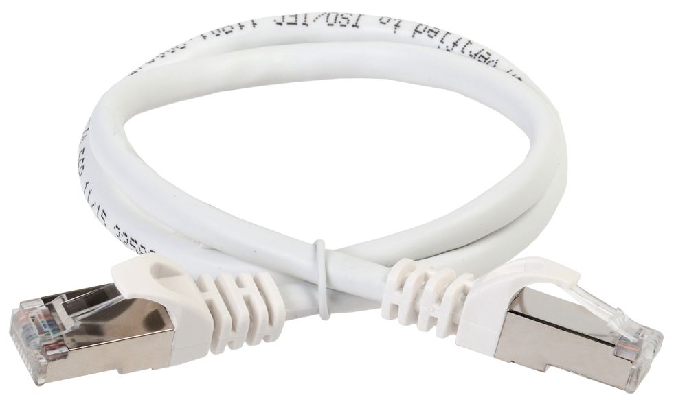 ITK Коммутационный шнур кат.6A S/FTP 1м st. 50мкд бел. фото