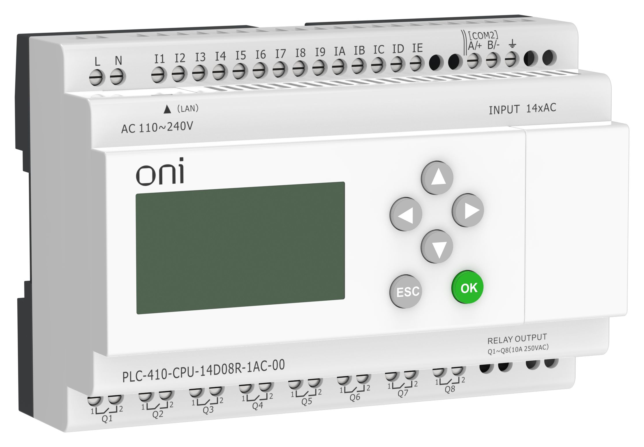 IEK ONI ПЛК 410 Модуль ЦПУ 14 DI 8 RO 220В AC Ethernet с экраном фото