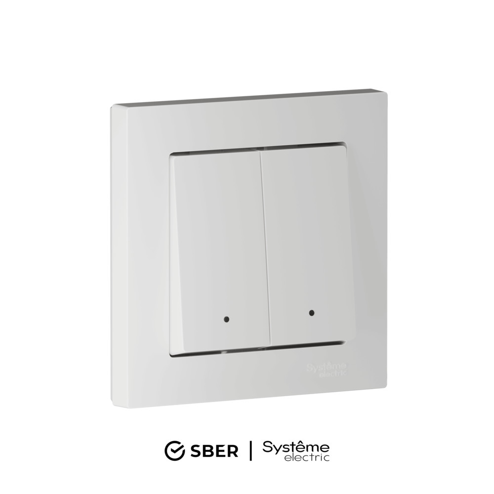 SBER Systeme Electric AtlasDesign Smart Белый Выключатель 2-кл с подсв., Zigbee, сх.5, L+N, 10А, мех., модель SBDV-00199 фото