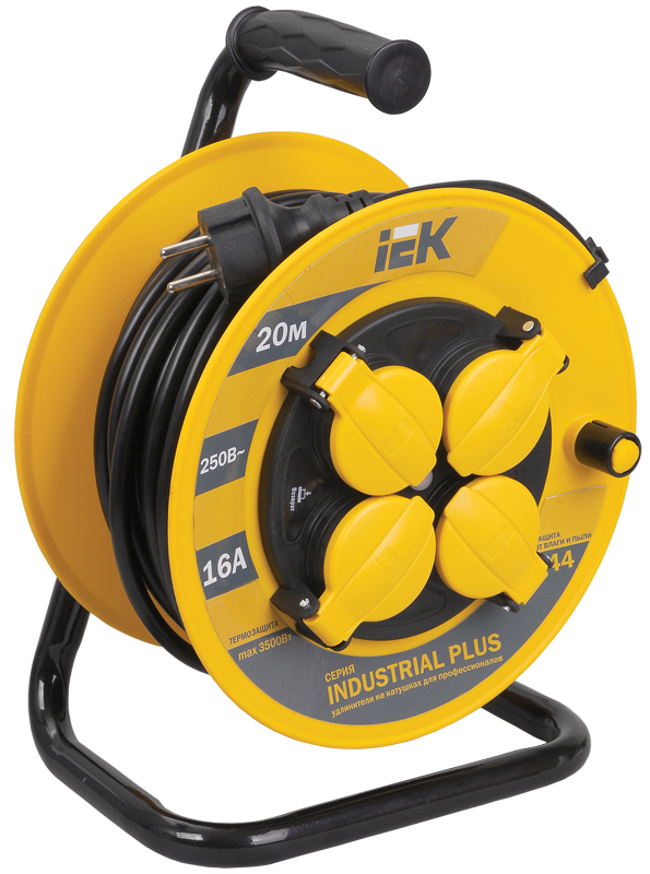 IEK INDUSTRIAL PLUS Катушка УК20 с т/з 4 места 2Р+PЕ/20метров 3х1,5мм2 IP44 Industrial plus фото