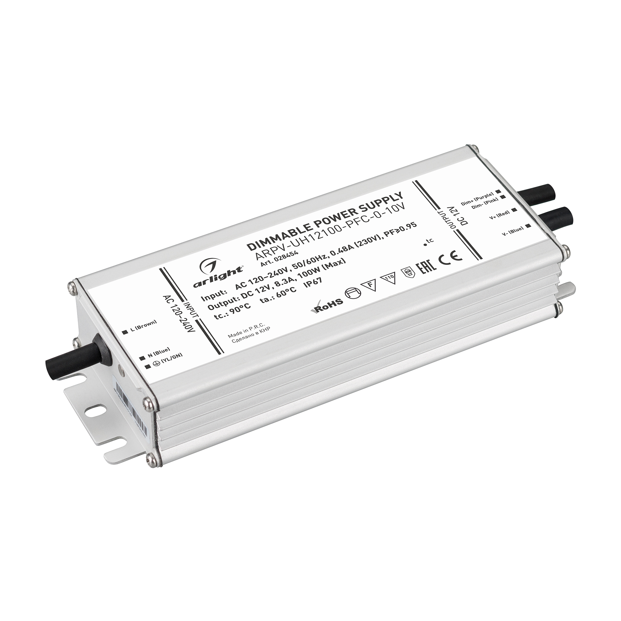 Arlight Блок питания ARPV-UH12100-PFC-0-10V (12V, 8.3A, 100W) ( IP67 Металл, 7 лет) фото