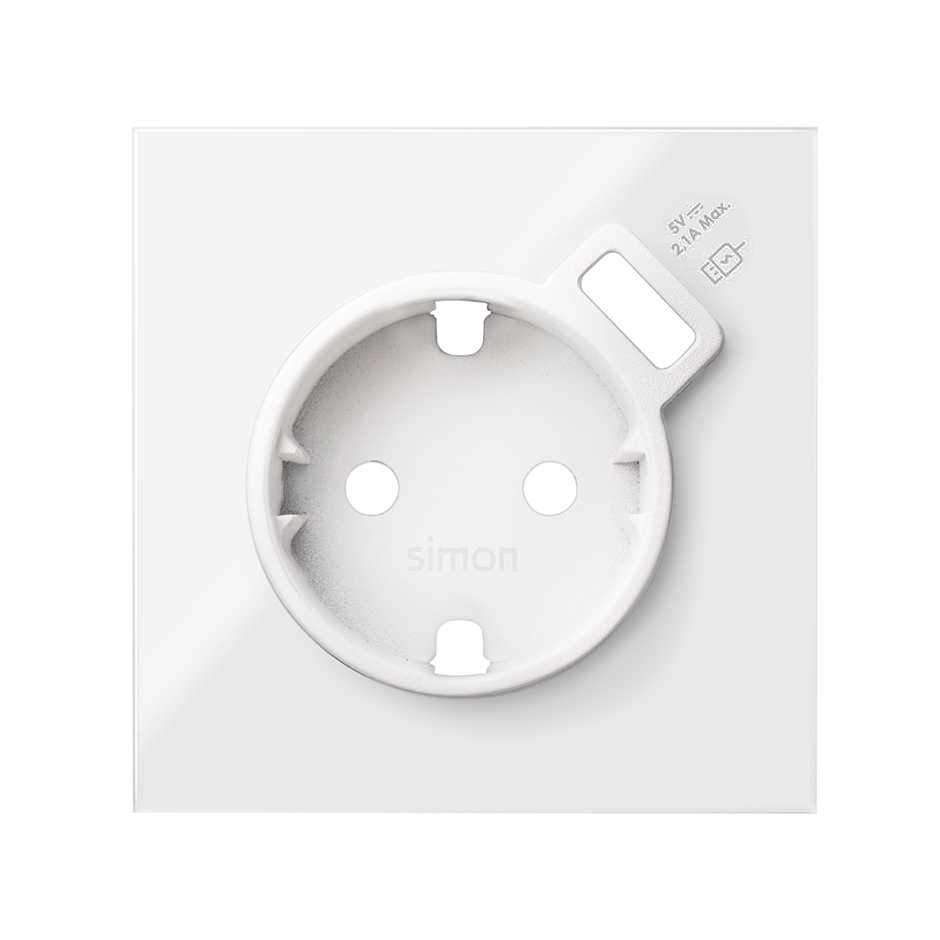 Simon 100 Белый глянец Накладка розетки Schuko с з/у USB SmartCharge фото