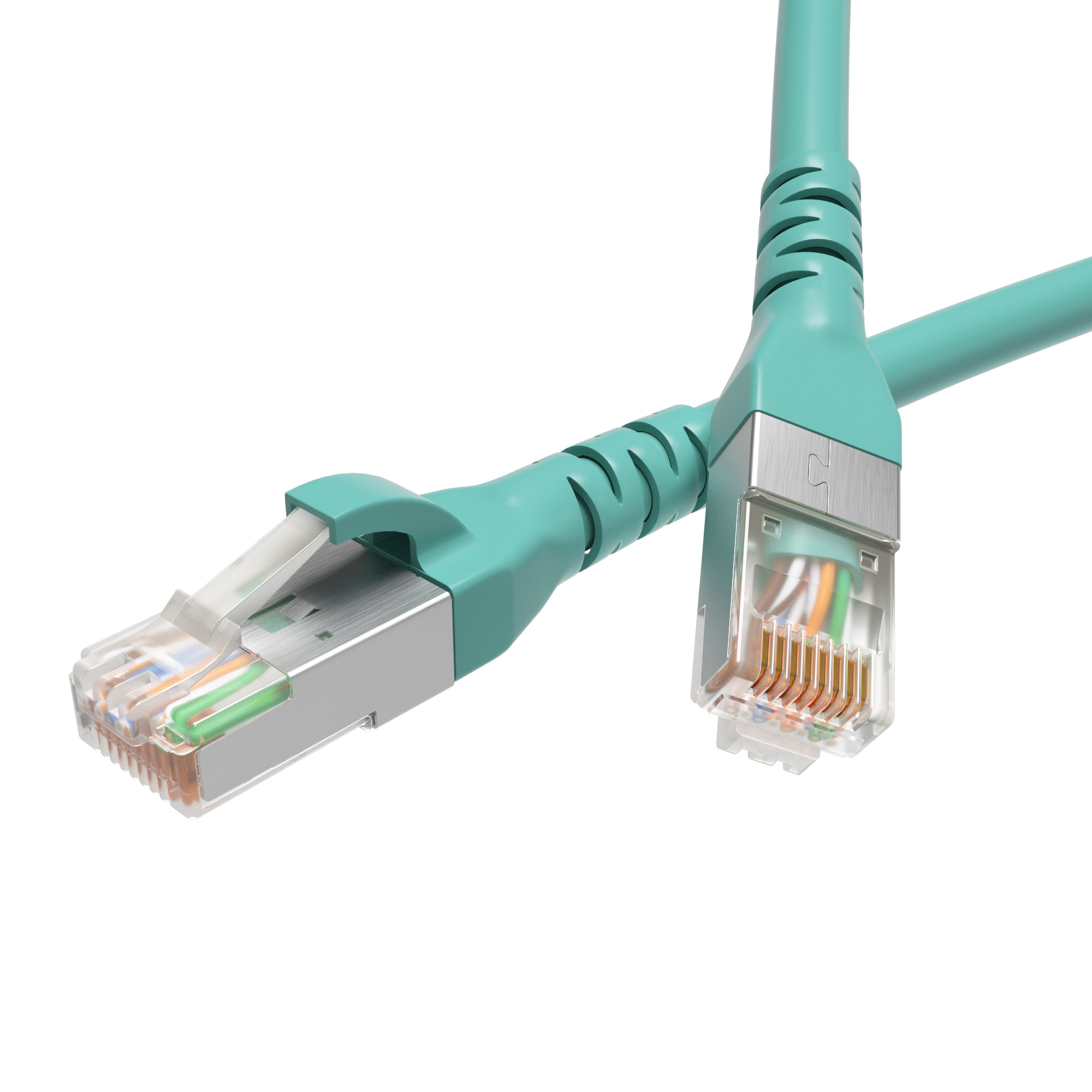DKC Патч-корд экранированный CAT6A S/FTP 4х2, LSZH, бирюзовый, 5.0 м фото