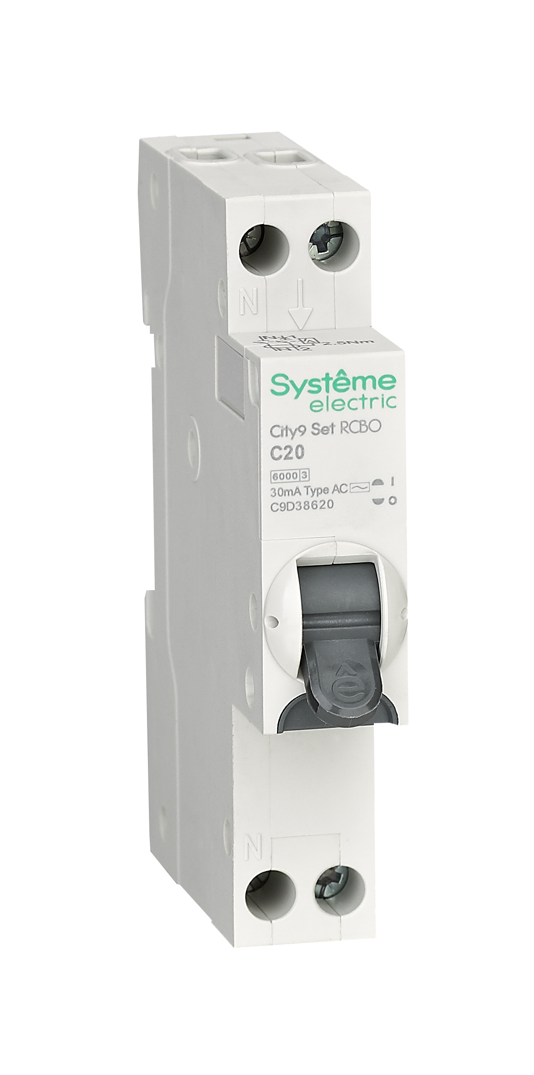 Systeme Electric City9 АВДТ 1П+Н C20 6000A 30мА AC 18мм фото
