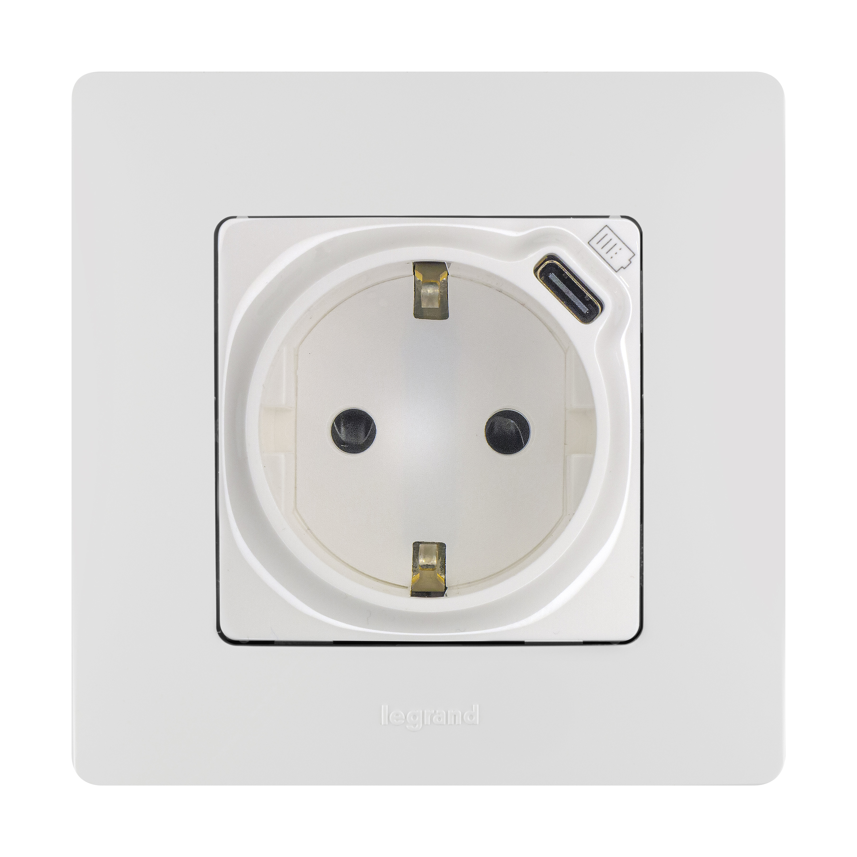 Legrand Etika Белый Розетка с/з со шт. 16А 250В с USB тип C 1500мА 7,5Вт безвинтовые зажимы. фото