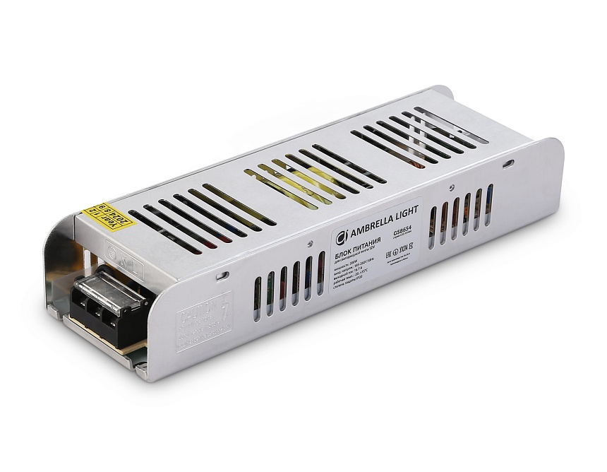 Ambrella Блок питания для светодиодной ленты с EMC 12V 200W 16.7A IP20 185-260V 223*67*40 GS8654 фото