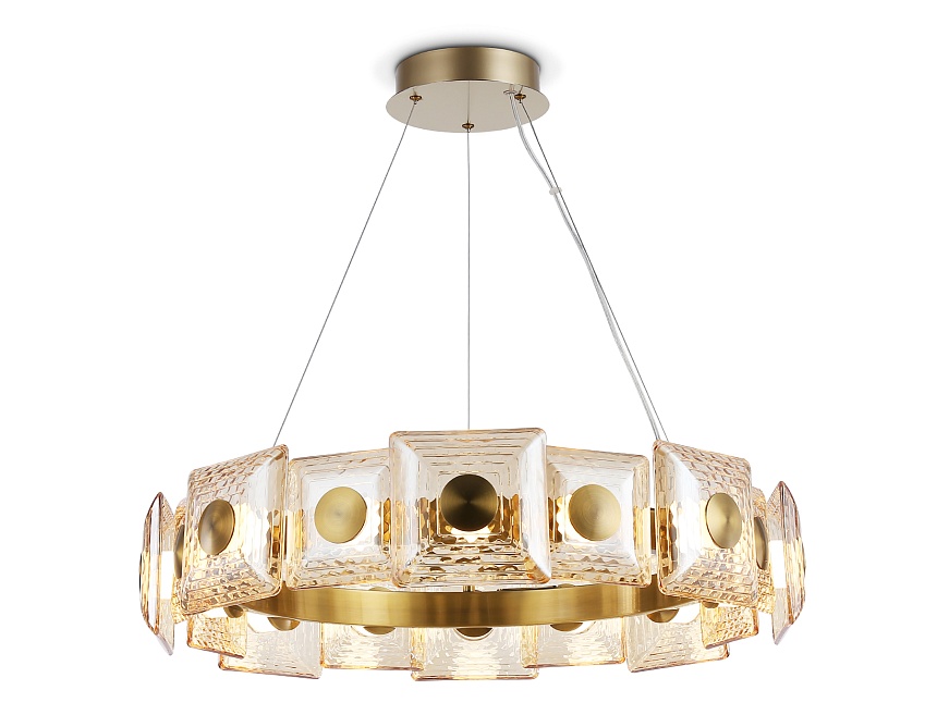 Ambrella Светильник светодиодный подвесной LH31027 BS/TI латунь/янтарь 72W 3000K D700*150 фото