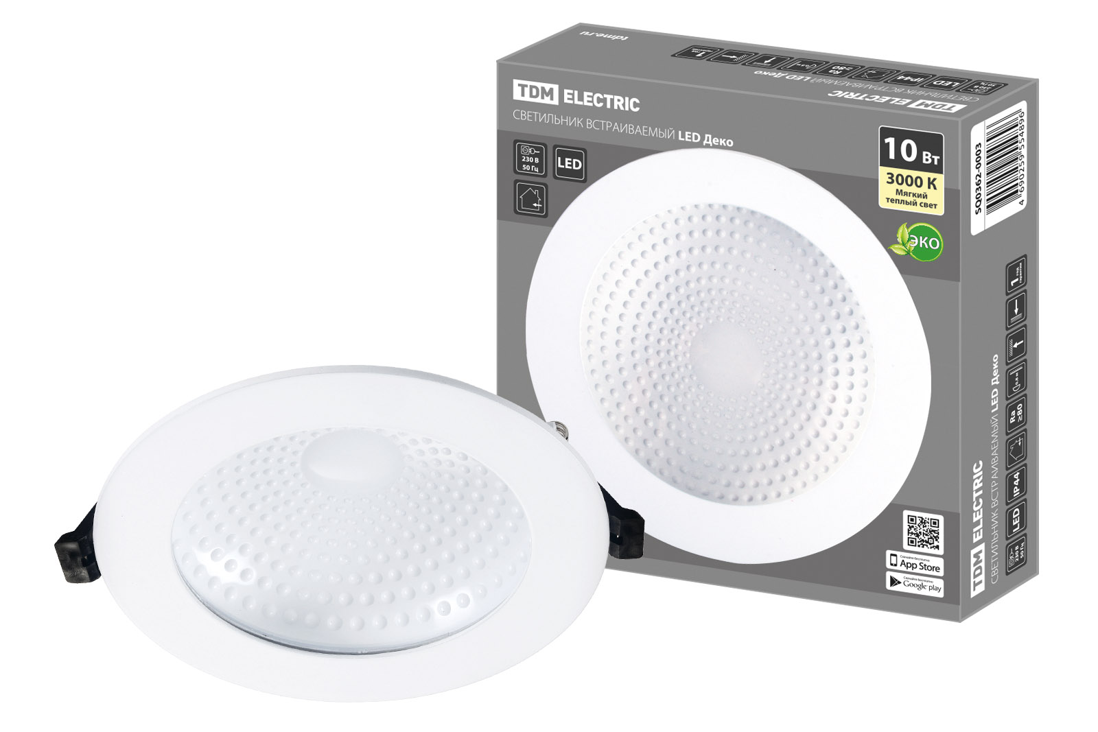 TDM Светильник встраиваемый LED Деко 05, 10 Вт, 3000K, кругл, D170 мм, белый, IP44 фото