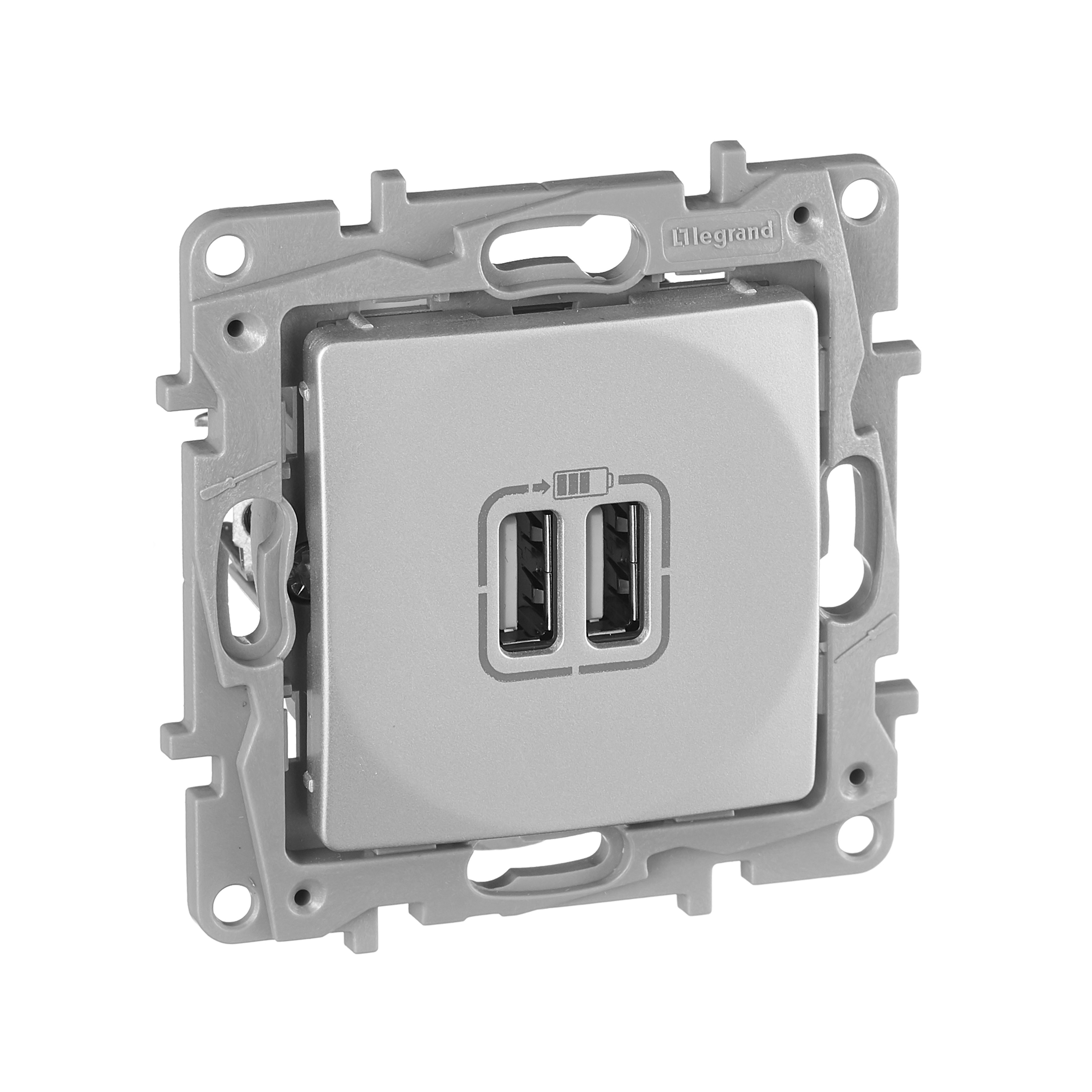 Legrand Etika Алюминий Розетка USB 2-ая 240В/5В 2400мА. фото