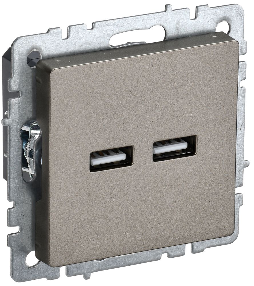 IEK BRITE BASE Шампань Розетка USB A+A 3,1А РЮ10-1-БрШ фото