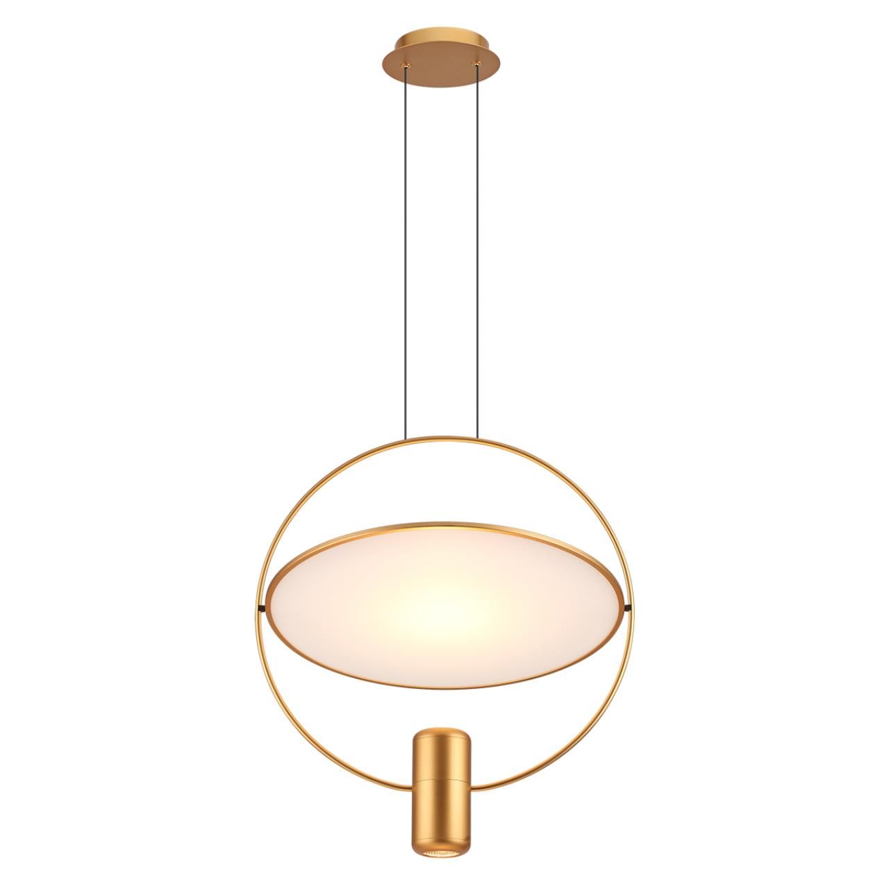 Odeon Light 7028/2L HIGHTECH ODL25 золото/белый матовый/ металл/акрил Подвесной светильник золот. поворотный 150°  IP20 LED GU10 2*7W ORBITE фото