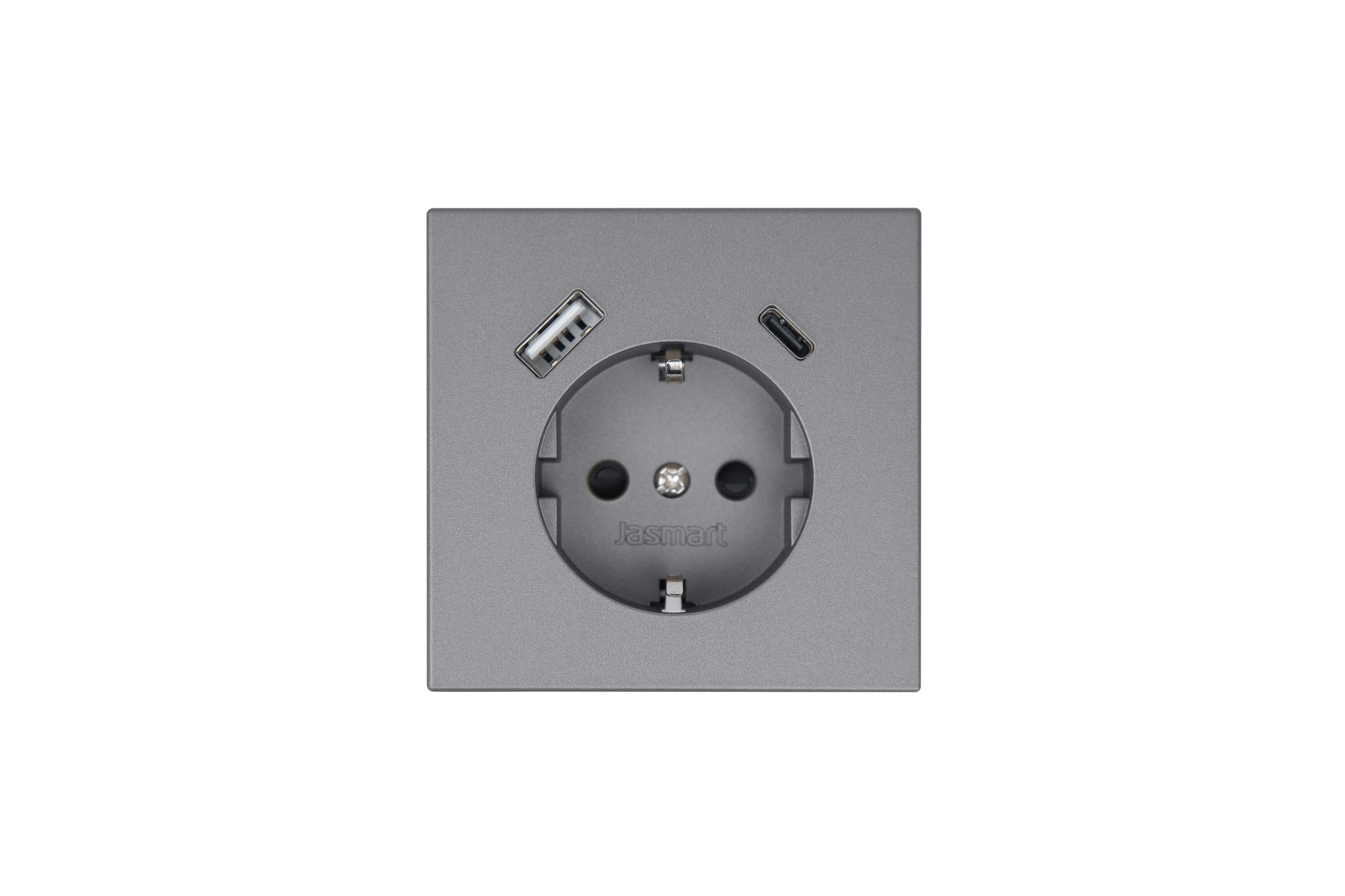 Jasmart FD Никель Розетка с/з со шторками 16A c USB A+C 25W фото