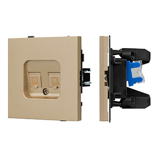 Arlight Механизм компьютерной розетки двойной SCT-TENDO-MPC2-SFPL-GD (RJ-45, CAT6) (-) фото