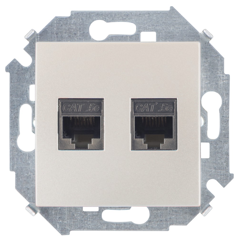 Simon 15 Шампань Розетка компьютерная двойная RJ45 кат.5e (AMP) фото