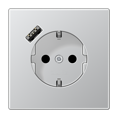 JUNG Розетка SCHUKO® с USB-зарядным устройством, тип А термопласт алюминий фото