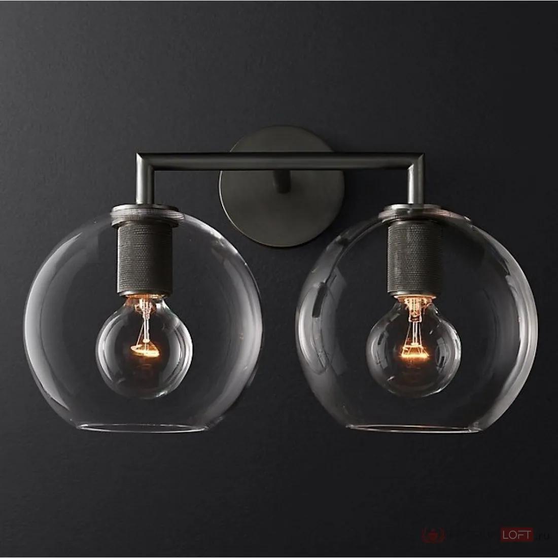 ImperiumLoft Бра RH Utilitaire Globe Shade Double Sconce Black фото
