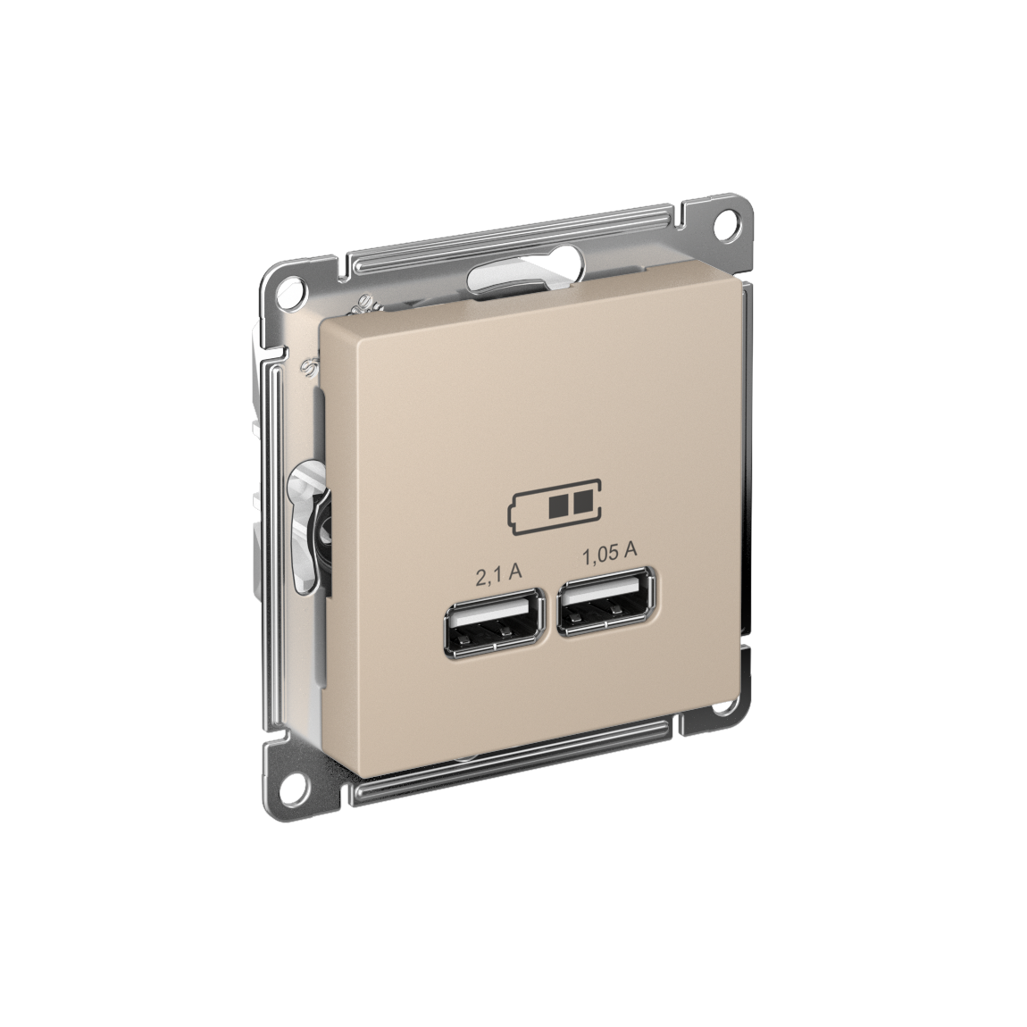 Systeme Electric AtlasDesign Песочный Розетка USB A+A, 5В/2,1 А, 2х5В/1,05 А, механизм фото