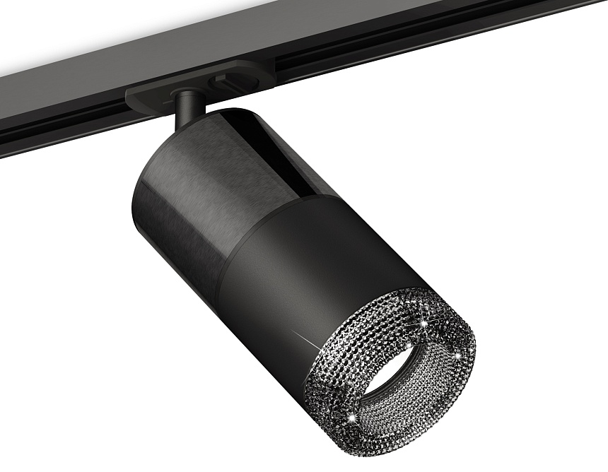 Ambrella Комплект трекового светильника с композитным хрусталем XT7402051 SBK/DCH/BK черный песок/черный хром/тонированный MR16 GU5.3 (A2537, C7403, A фото