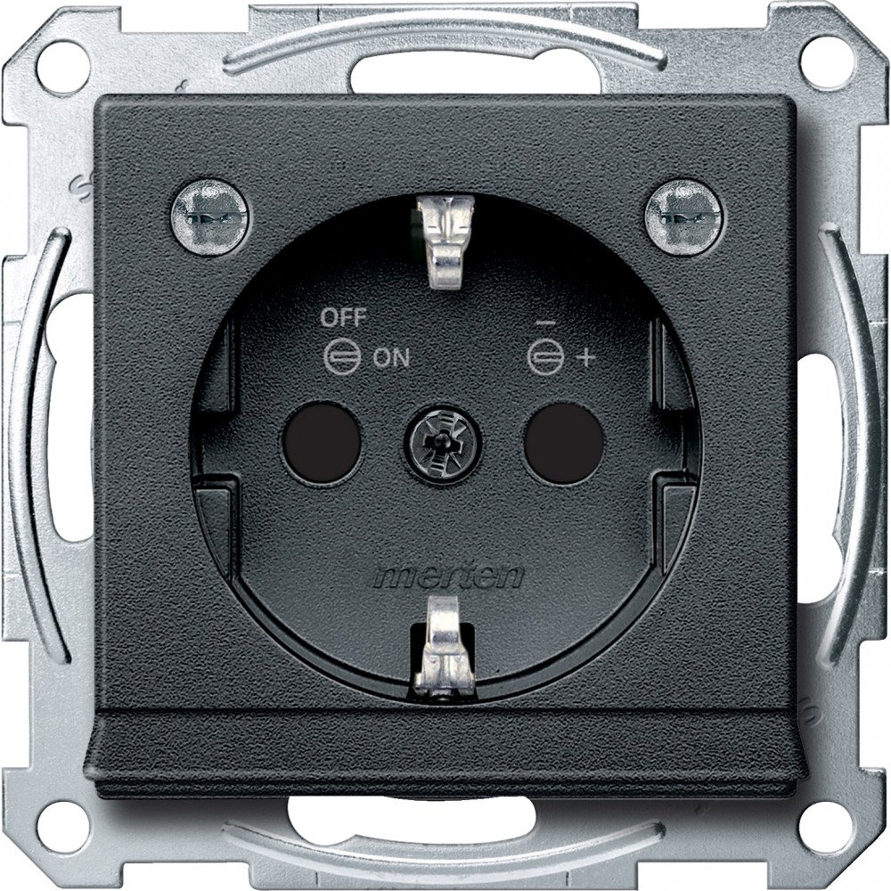 Schneider Electric Merten SM Антрацит Розетка Schuko с модулем светодиодной подсветки, с защитными шторками, безвинт. зажим фото