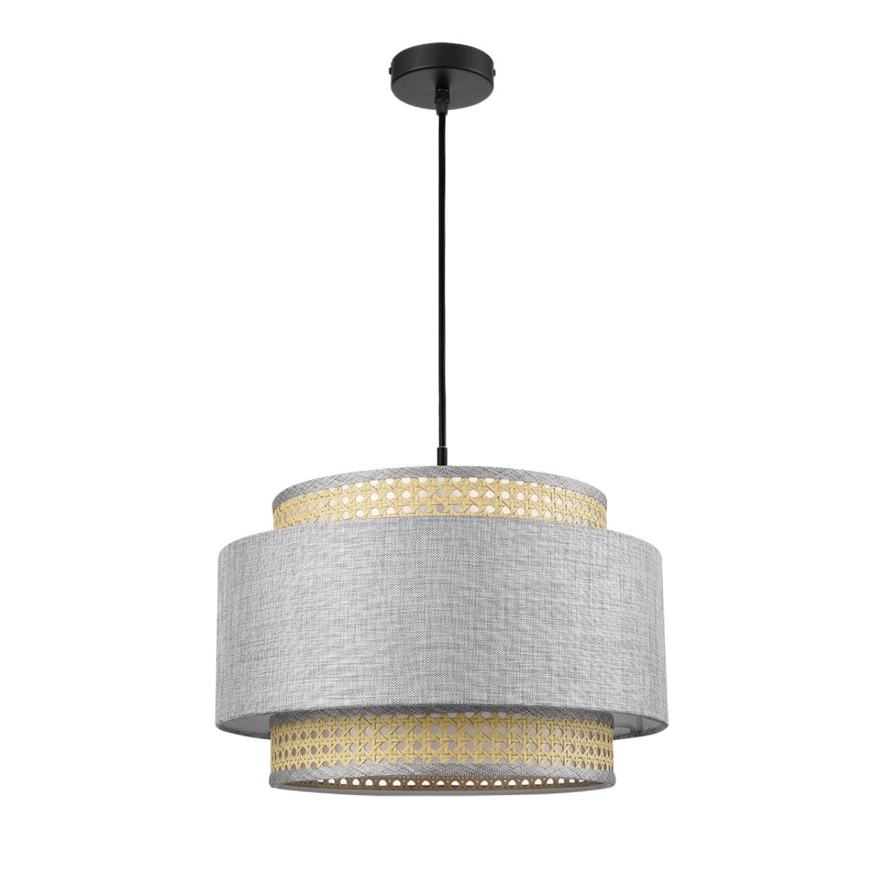 Lumion 8043/1 MODERNI LN24 черный/серый/бежевый, металл/текстиль/ротанг Подвесной светильник Е27 1*60W 220V LAUNA фото