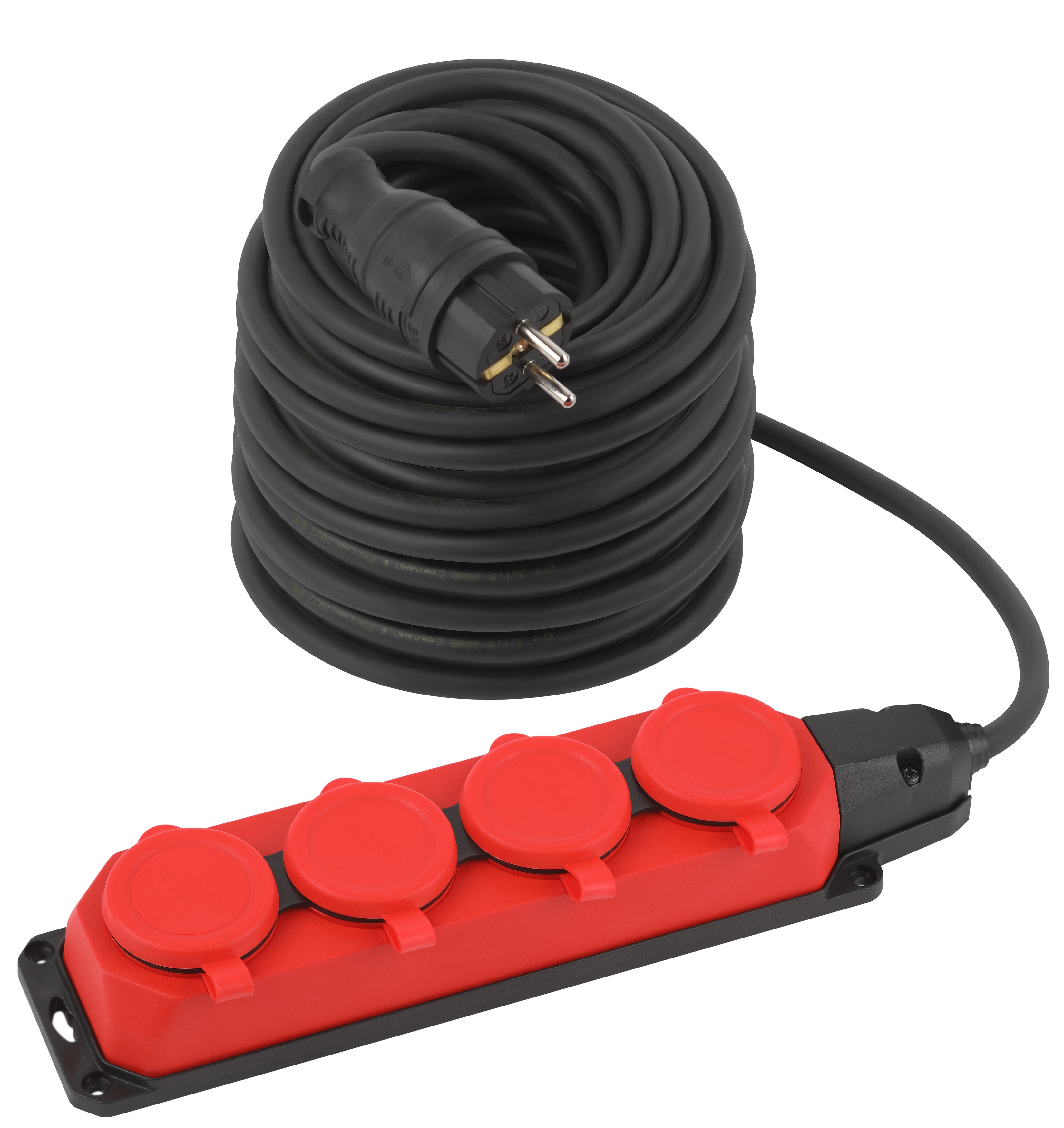 ЭРА Удлинитель силовой UK-4e-3x1,5-40m-IP44(KG) с заземлением 4 розетки каучук 40м КГ 3х1,5мм2 IP44 фото