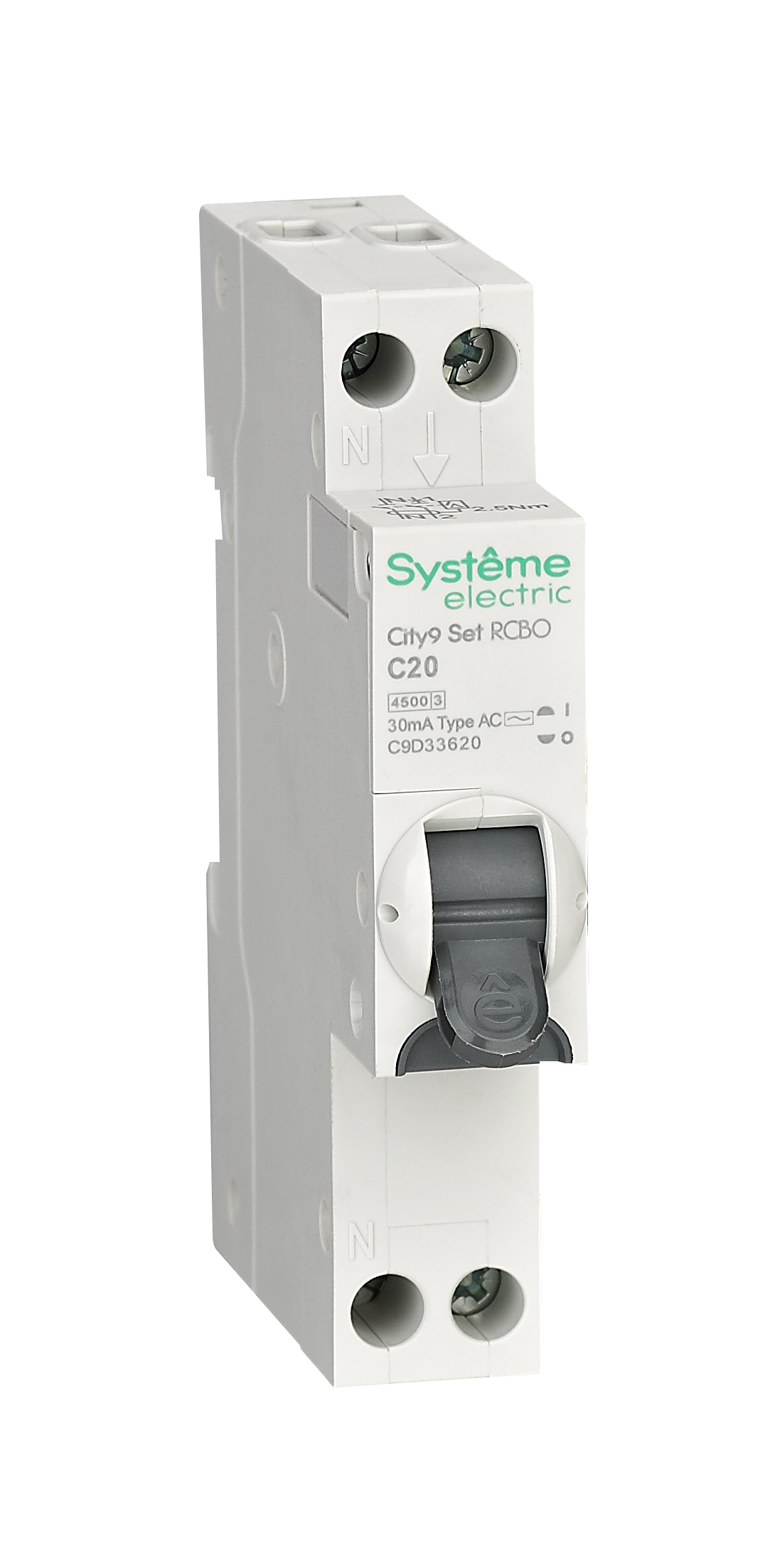 Systeme Electric City9 АВДТ 1П+Н C20 4500A 30мА AC 18мм фото
