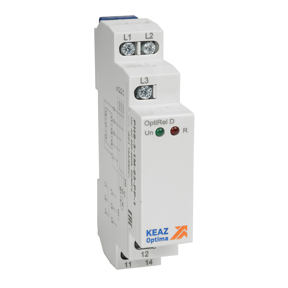КЭАЗ Реле контроля фаз OptiRel D PHS-3-1M-03-PP-1 чередования обрыва фаз 3Ф 1СО. фото