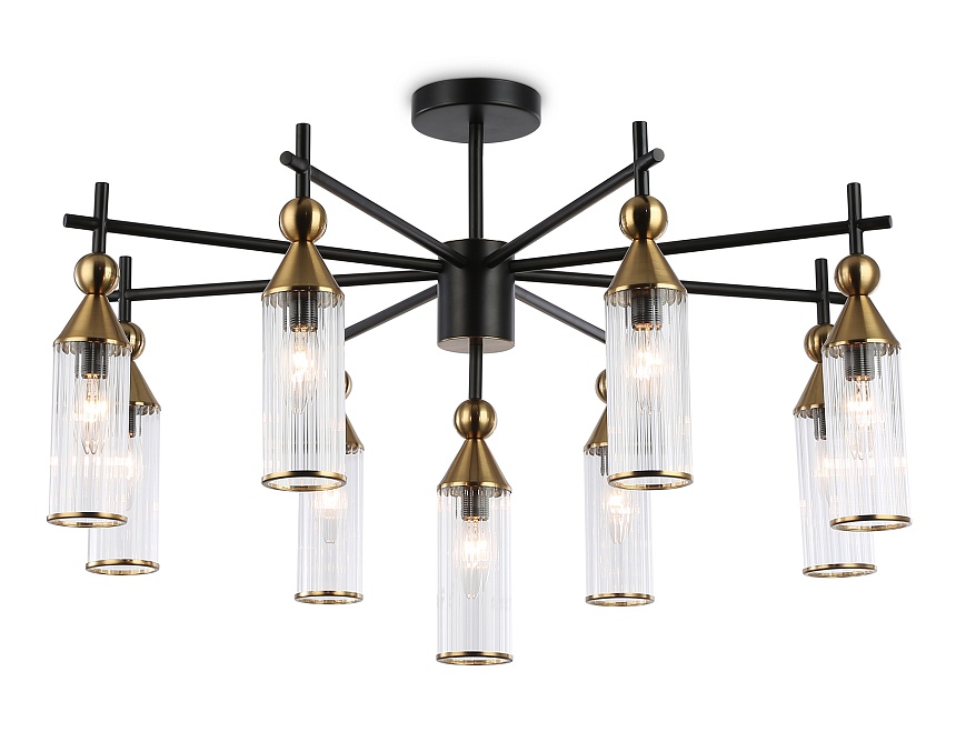 Ambrella Светильник на штанге LH55258/9 BK/BS/CL черный/латунь/прозрачный E14*9 max 40W D770*530 фото