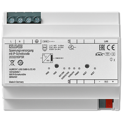 JUNG KNX блок питания, 320mA, с IP-интерфесом, монтаж на DIN-рейку, 4 модуля KNX фото