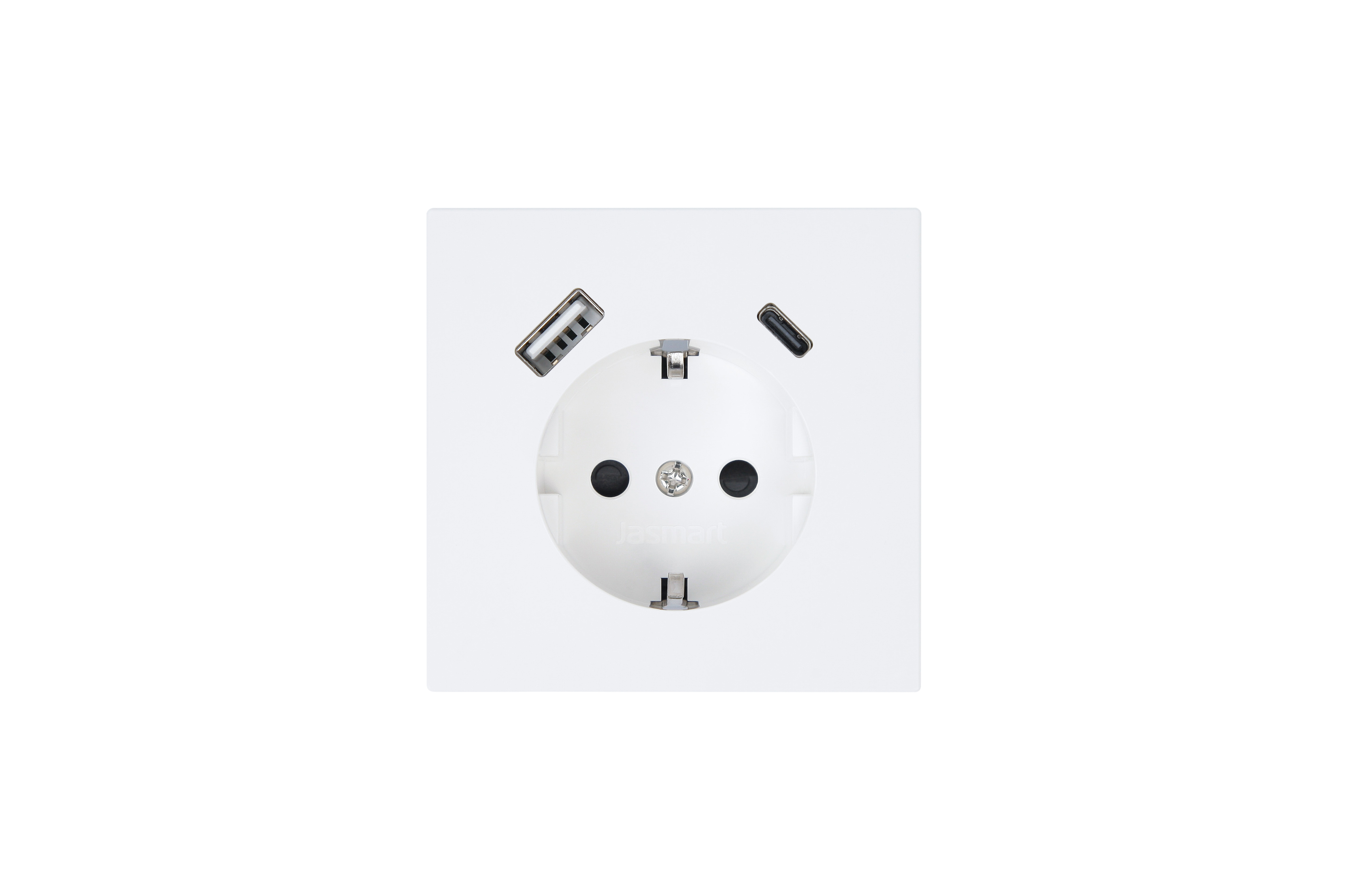 Jasmart FD Матовый белый (soft touch) Розетка с/з со шторками 16A c USB A+C 25W фото