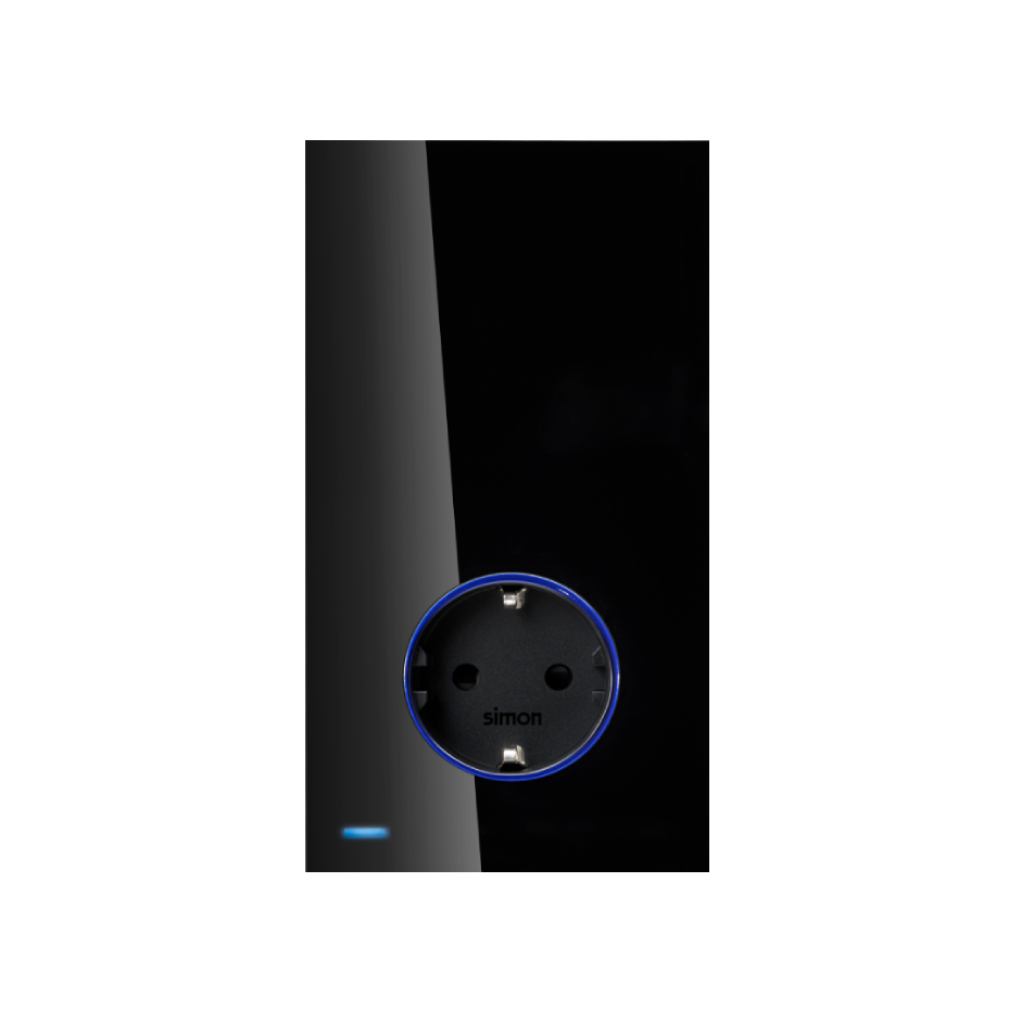 Simon 100 Черный глянец Hub Pro Simon iO с розеткой Schuko 2Р+Е 16А 250В~ фото