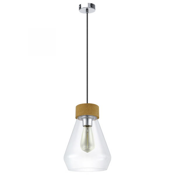Eglo Подвес BRIXHAM, 1x60W (E27), Ø210, H1100, никель матовый/стекло фото