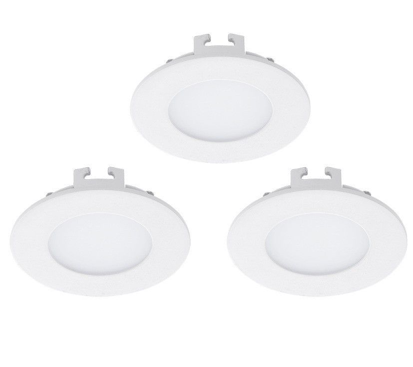 Eglo Комплект светодиод. встраив. светильников FUEVA 1, 3х2,7W (LED) 3000K, ?85, литой металл, белый/плас фото