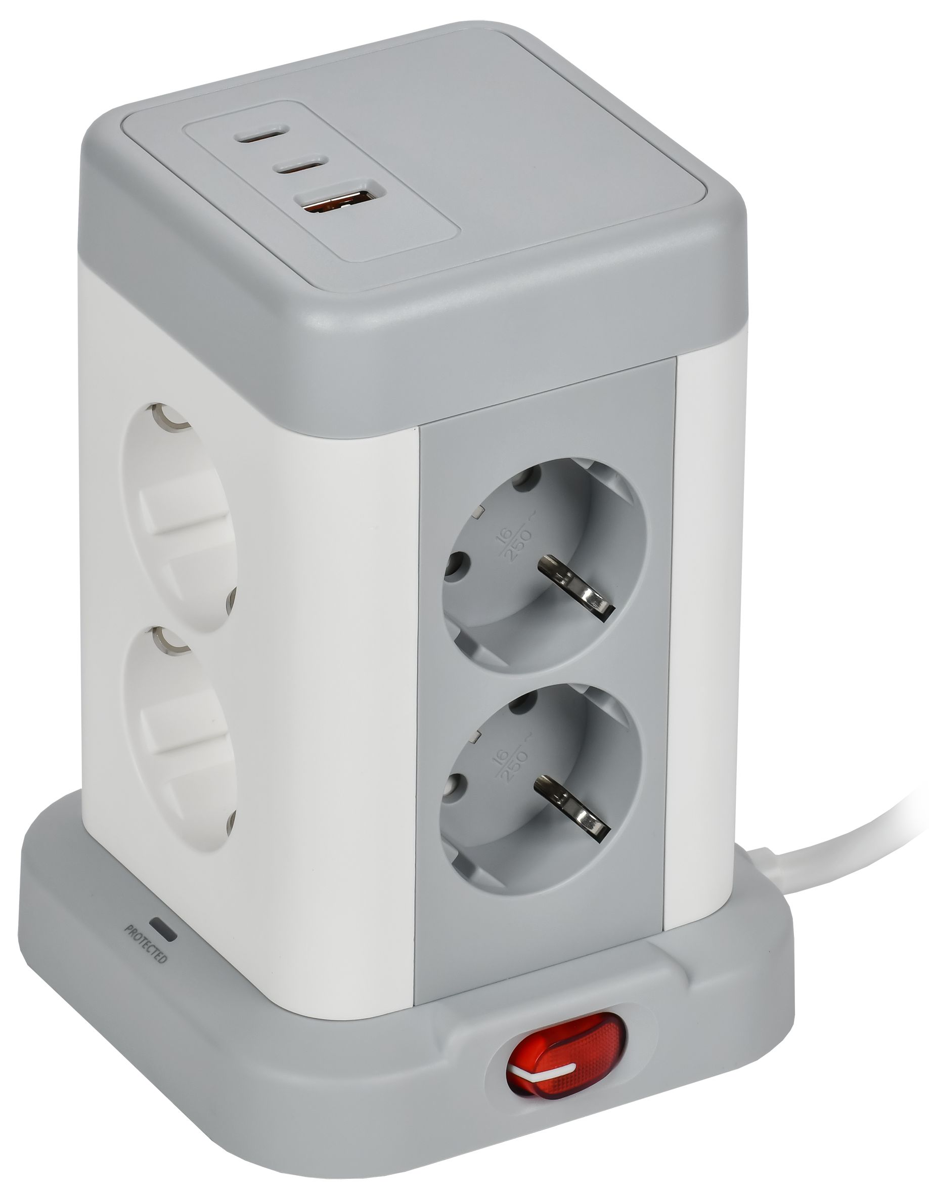 IEK DOMINIC Удлинитель У08K 1,5м 3х1мм2 USB A+C 20Вт сер. фото