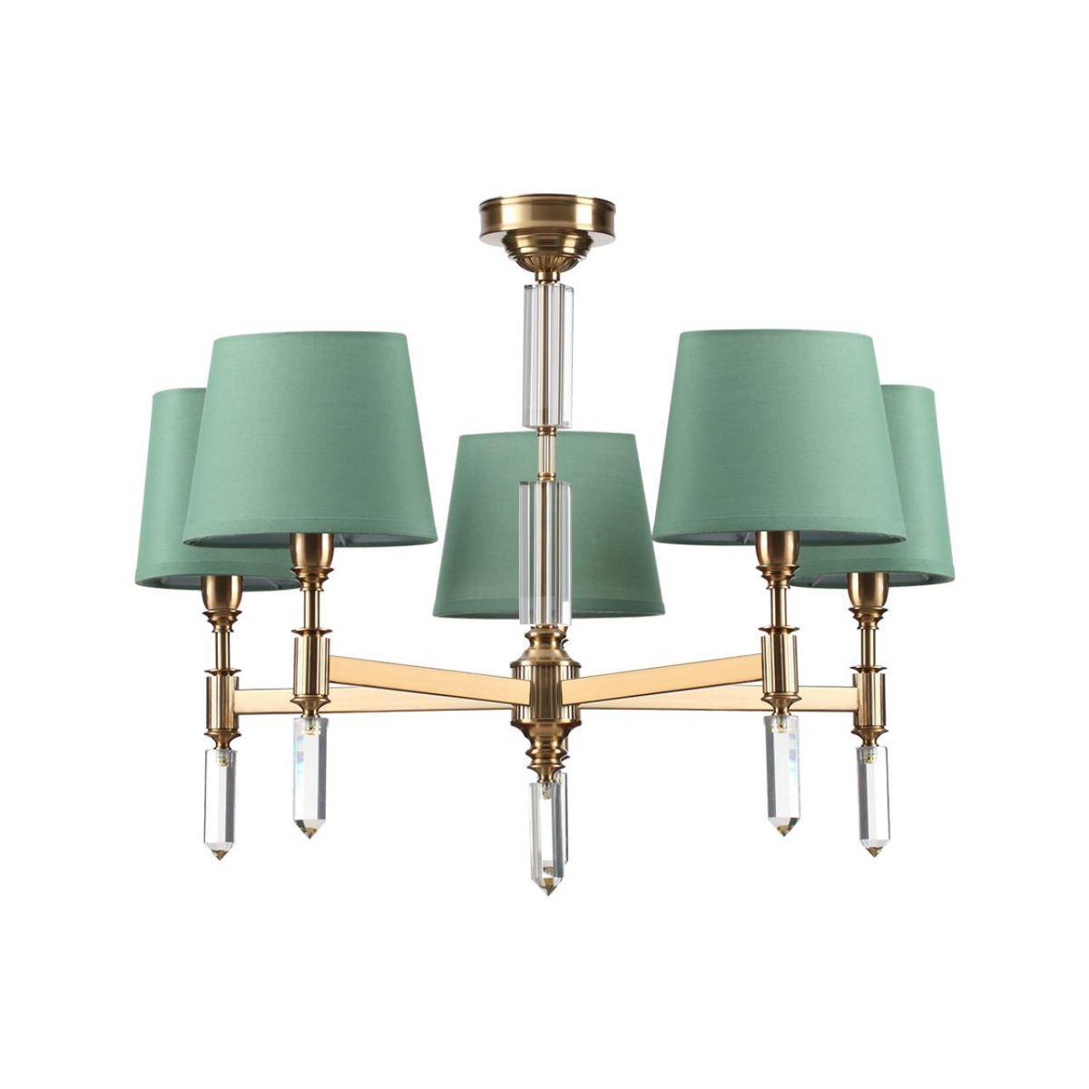 Odeon Light 4887/5 MODERN ODL_EX22 53 бронзовый/зеленый/абажур ткань Люстра E14 5*40W LONDON фото
