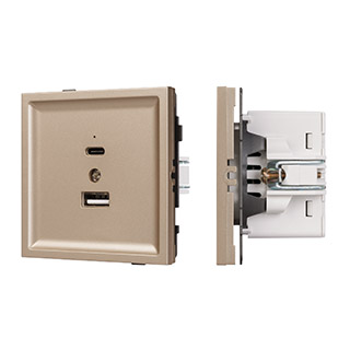 Arlight Механизм USB розетки SCT-TENDO-MUAC-PL-GD (5V, 3A, QC3) (-) фото