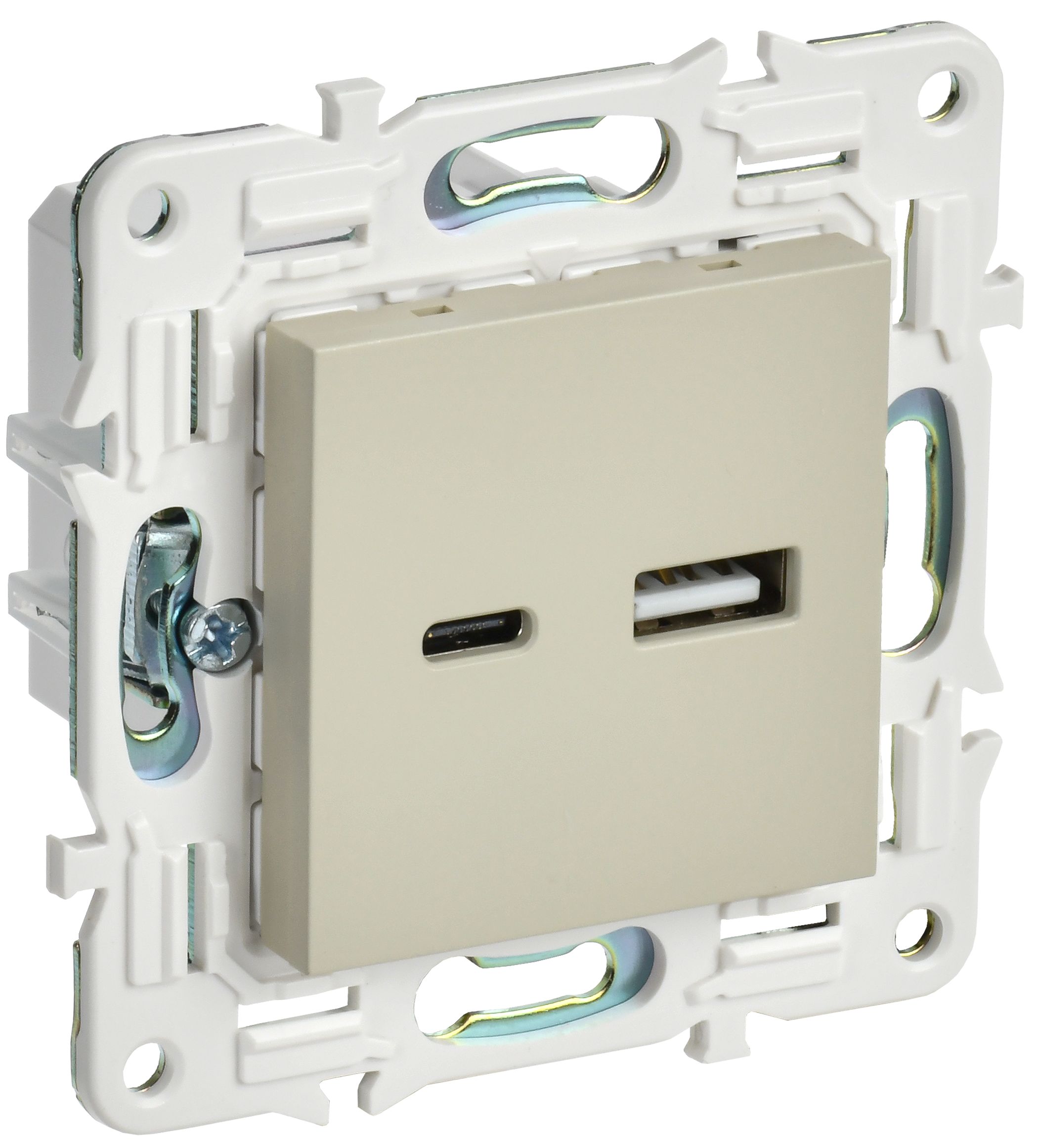 IEK SKANDY Бежевый Розетка USB A+C 18Вт SK-R13B фото